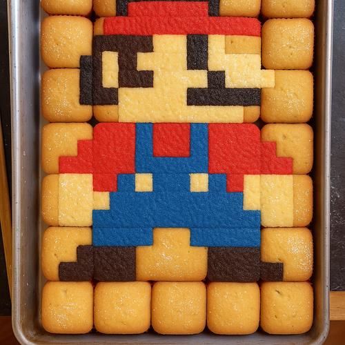 🎂 Pastel para 40 personas estilo 8bit – Mantecadas con mantequilla y diseño personalizado